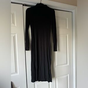 Black Turtleneck Long Sleeve Maxi Dress